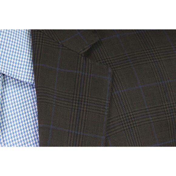 Hugo Boss The James4 Brown Black Blue Plaid Windowpane Wool Sportcoat Blazer 40R - Picture 5 of 11